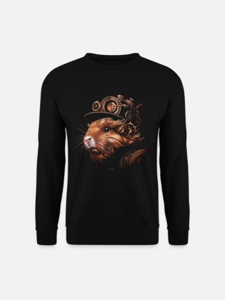 Meerschweinchen Steampunk Lustig Geschenk - Unisex Pullover - Schwarz