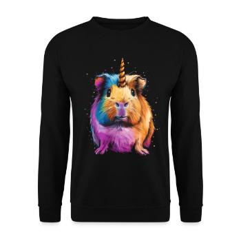 Cochon d’Inde Licorne Guinicorne - Sweat-shirt Unisexe - noir - Devant - Alina (178cm) & Michal (187cm)
