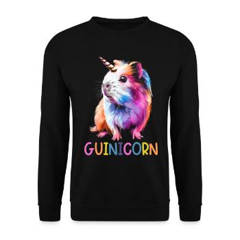 Cochon d’Inde Licorne Guinicorne - Sweat-shirt Unisexe - noir - Devant - Alina (178cm) & Michal (187cm)