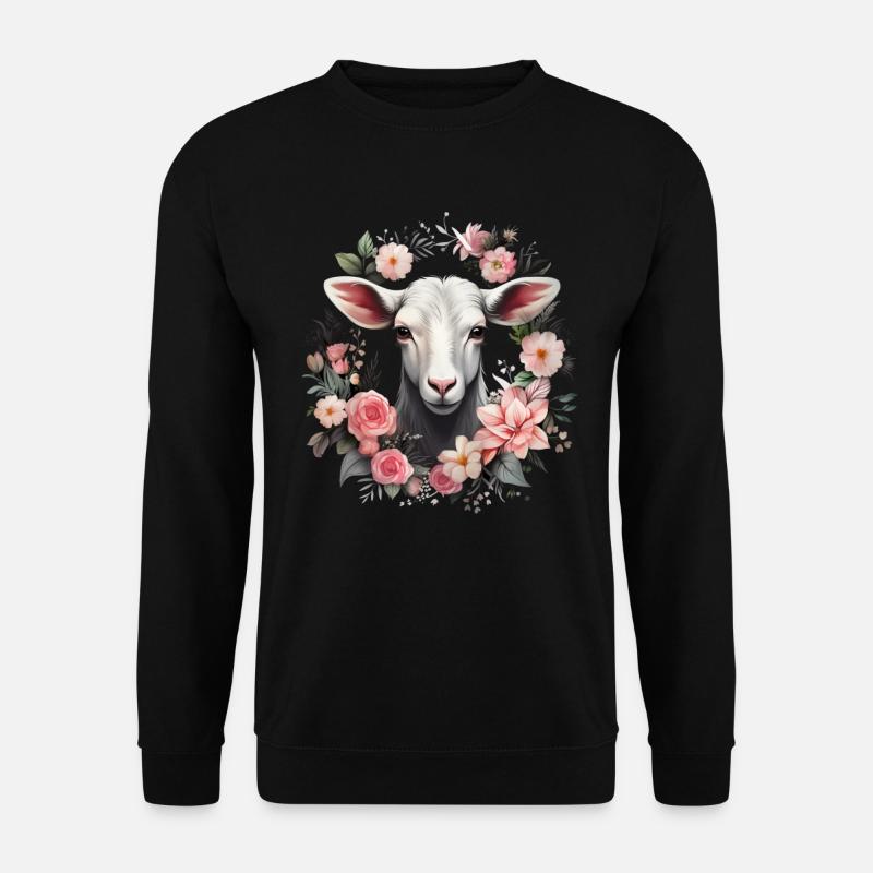Ziege Blumen Geschenk - Unisex Pullover - Schwarz