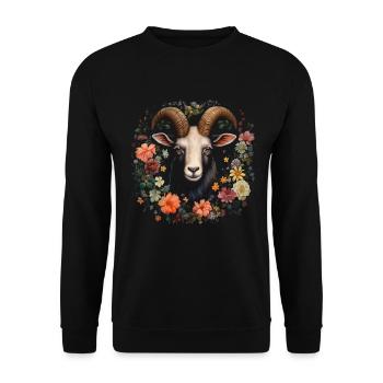 Cadeau floral de chèvre - Sweat-shirt Unisexe - noir - Devant - Alina (178cm) & Michal (187cm)