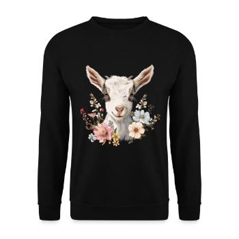 Cadeau floral de chèvre - Sweat-shirt Unisexe - noir - Devant - Alina (178cm) & Michal (187cm)