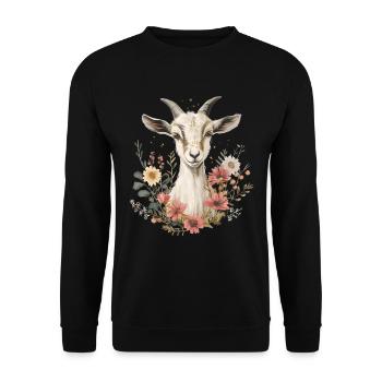 Cadeau floral de chèvre - Sweat-shirt Unisexe - noir - Devant - Alina (178cm) & Michal (187cm)