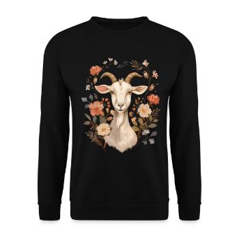 Cadeau floral de chèvre - Sweat-shirt Unisexe - noir - Devant - Alina (178cm) & Michal (187cm)