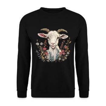 Cadeau floral de chèvre - Sweat-shirt Unisexe - noir - Devant - Alina (178cm) & Michal (187cm)