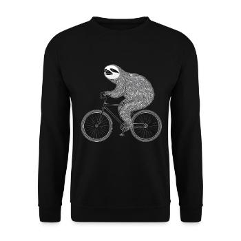 Faultier Fahrrad Lustig Geschenk - Unisex Pullover - Schwarz - Vorne - Alina (178cm) & Michal (187cm)