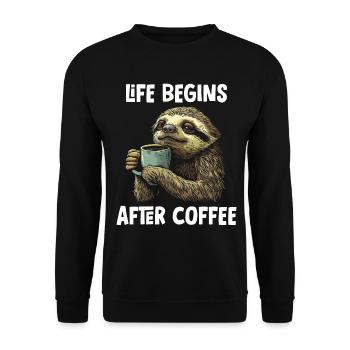 Sloth Coffee Funny Gift - Unisex Sweatshirt - black - Front - Alina (178cm) & Michal (187cm)