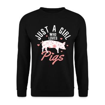 Schwein Lustig Bauer Landwirt Geschenk - Unisex Pullover - Schwarz - Vorne - Alina (178cm) & Michal (187cm)