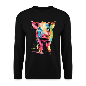Schwein Lustig Bauer Landwirt Geschenk - Unisex Pullover - Schwarz - Vorne - Alina (178cm) & Michal (187cm)