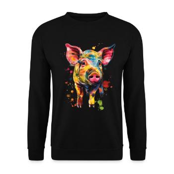 Schwein Lustig Bauer Landwirt Geschenk - Unisex Pullover - Schwarz - Vorne - Alina (178cm) & Michal (187cm)