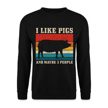 Schwein Lustig Bauer Landwirt Geschenk - Unisex Pullover - Schwarz - Vorne - Alina (178cm) & Michal (187cm)