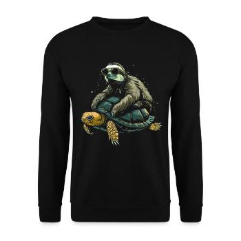 Sloth Turtle Funny Gift - Unisex Sweatshirt - black - Front - Alina (178cm) & Michal (187cm)