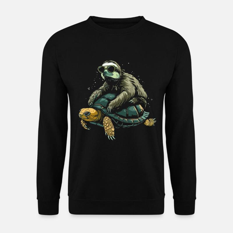 Faultier Schildkröte Lustig Geschenk - Unisex Pullover - Schwarz