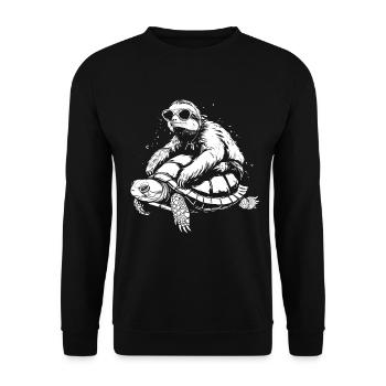 Sloth Turtle Funny Gift - Unisex Sweatshirt - black - Front - Alina (178cm) & Michal (187cm)