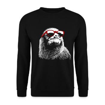 Faultier Lustig Geschenk - Unisex Pullover - Schwarz - Vorne - Alina (178cm) & Michal (187cm)