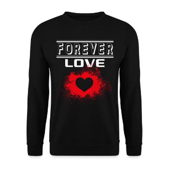 Liebe Forever I Love You Herz Hearts Wahre Liebe - Unisex Pullover - Schwarz - Vorne - Alina (178cm) & Michal (187cm)