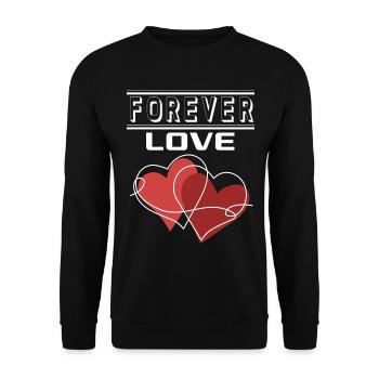 Liebe Forever I Love You Herz Hearts Wahre Liebe - Unisex Pullover - Schwarz - Vorne - Alina (178cm) & Michal (187cm)