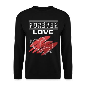 Liebe Forever I Love You Herz Hearts Wahre Liebe - Unisex Pullover - Schwarz - Vorne - Alina (178cm) & Michal (187cm)