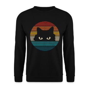 Cat Vintage Funny Gift - Unisex Sweatshirt - black - Front - Alina (178cm) & Michal (187cm)
