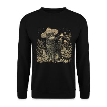 Chat Cottagecore champignon cadeau - Sweat-shirt Unisexe - noir - Devant - Alina (178cm) & Michal (187cm)