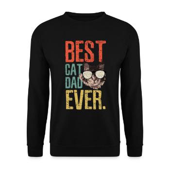 Katze Cat Dad Lustig Geschenk - Unisex Pullover - Schwarz - Vorne - Alina (178cm) & Michal (187cm)