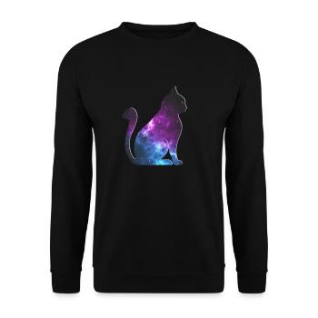 Katze Galaxy Space - Unisex Pullover - Schwarz - Vorne - Alina (178cm) & Michal (187cm)