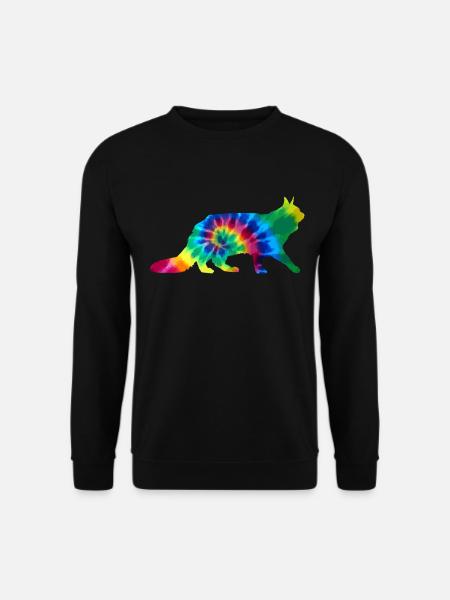 Chat Maine Coon Tie Dye - Sweat-shirt Unisexe - noir