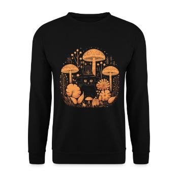 Champignons pour chats Cottagecore - Sweat-shirt Unisexe - noir - Devant - Alina (178cm) & Michal (187cm)