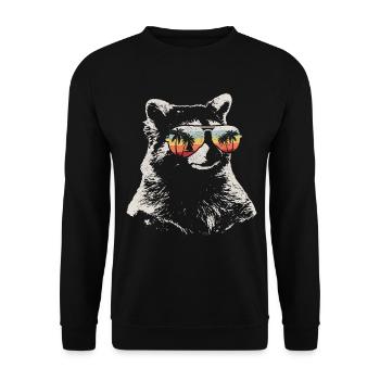 Raccoon Funny Gift - Unisex Sweatshirt - black - Front - Alina (178cm) & Michal (187cm)