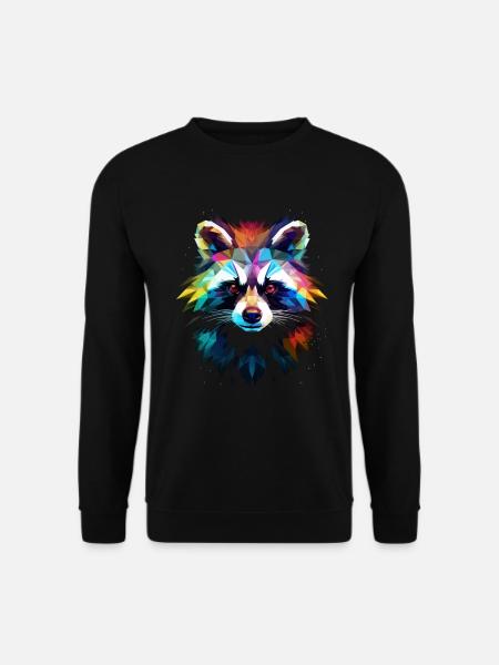 Waschbär Polygon Lustig Geschenk - Unisex Pullover - Schwarz
