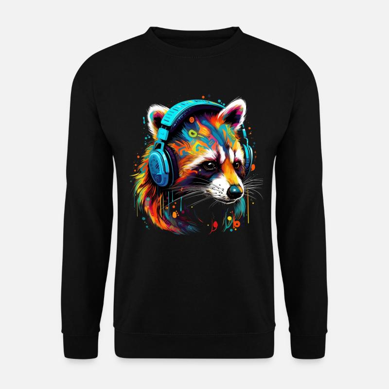 Waschbär Lustig Geschenk - Unisex Pullover - Schwarz