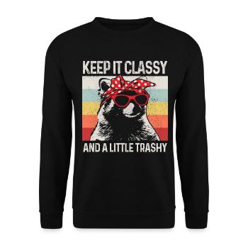 Raccoon Funny Gift - Unisex Sweatshirt - black - Front - Alina (178cm) & Michal (187cm)