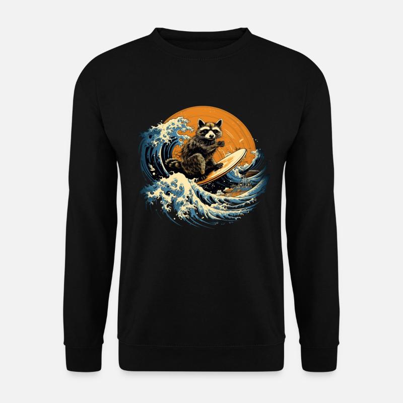 Raccoon Surfer Funny Gift - Unisex Sweatshirt - black
