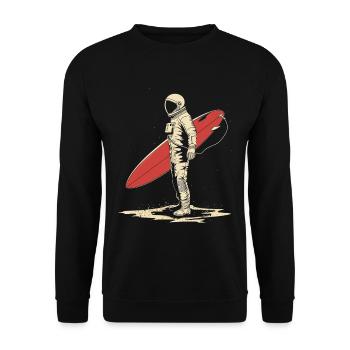 Surfer Astronaut Gift Vintage Surfing - Unisex Sweatshirt - black - Front - Alina (178cm) & Michal (187cm)