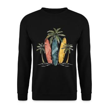 Surfer Geschenk Vintage Surfen - Unisex Pullover - Schwarz - Vorne - Alina (178cm) & Michal (187cm)