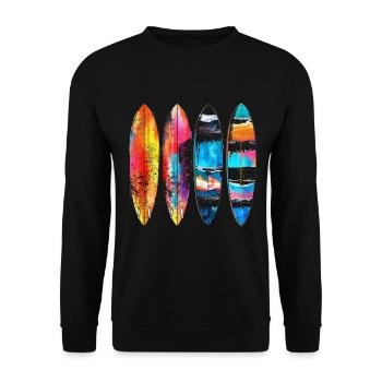 Surfer Geschenk Vintage Surfen - Unisex Pullover - Schwarz - Vorne - Alina (178cm) & Michal (187cm)