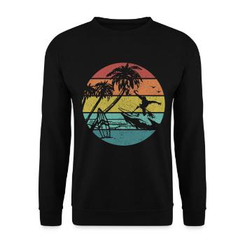 Surfing Vintage Surfer Gift - Unisex Sweatshirt - black - Front - Alina (178cm) & Michal (187cm)