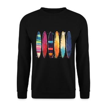 Surfing Vintage Surfer Gift - Unisex Sweatshirt - black - Front - Alina (178cm) & Michal (187cm)