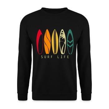 Surfing Vintage Surfer Gift - Unisex Sweatshirt - black - Front - Alina (178cm) & Michal (187cm)
