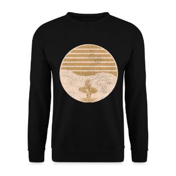 Surfen Vintage Surfer Geschenk - Unisex Pullover - Schwarz - Vorne - Alina (178cm) & Michal (187cm)