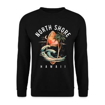 Surfen Hawaii Vintage Surfer Geschenk - Unisex Pullover - Schwarz - Vorne - Alina (178cm) & Michal (187cm)