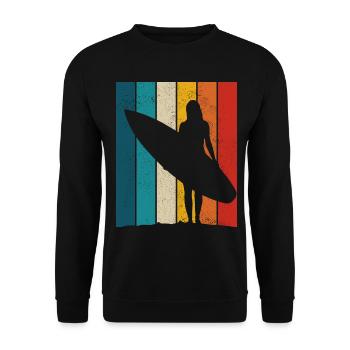 Surfing Vintage Surfer Gift - Unisex Sweatshirt - black - Front - Alina (178cm) & Michal (187cm)