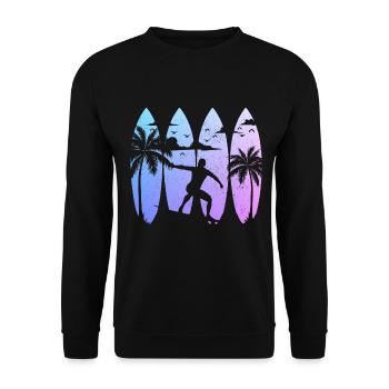 Surfing Vintage surfeur cadeau - Sweat-shirt Unisexe - noir - Devant - Alina (178cm) & Michal (187cm)