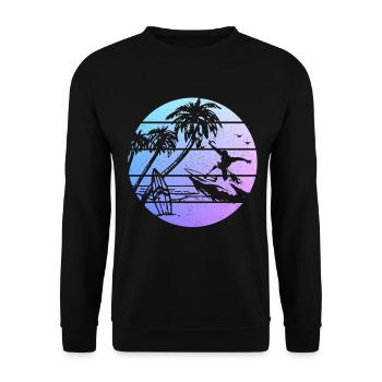 Surfer Vintage Surf Gift - Unisex Sweatshirt - black - Front - Alina (178cm) & Michal (187cm)