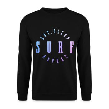 Surfer Vintage Surf Gift - Unisex Sweatshirt - black - Front - Alina (178cm) & Michal (187cm)