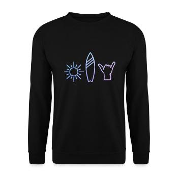 Surfer Vintage Surf Gift - Unisex Sweatshirt - black - Front - Alina (178cm) & Michal (187cm)