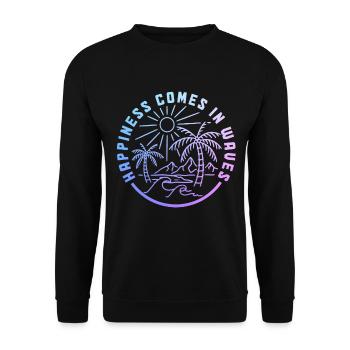 Surfer Vintage Surf Geschenk - Unisex Pullover - Schwarz - Vorne - Alina (178cm) & Michal (187cm)
