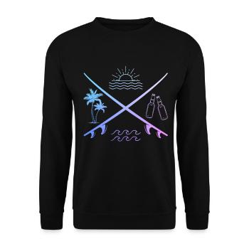 Surfer Vintage Surf Geschenk - Unisex Pullover - Schwarz - Vorne - Alina (178cm) & Michal (187cm)