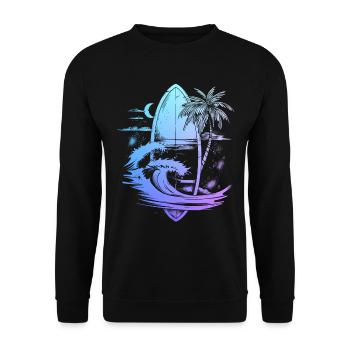 Surfer Vintage Surf Gift - Unisex Sweatshirt - black - Front - Alina (178cm) & Michal (187cm)