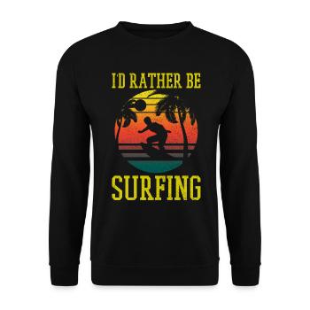 Surfer Vintage Surf Gift - Unisex Sweatshirt - black - Front - Alina (178cm) & Michal (187cm)
